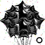 12Pc Black Star Foil Balloons – 18" Metallic Helium Balloons for Party Decor