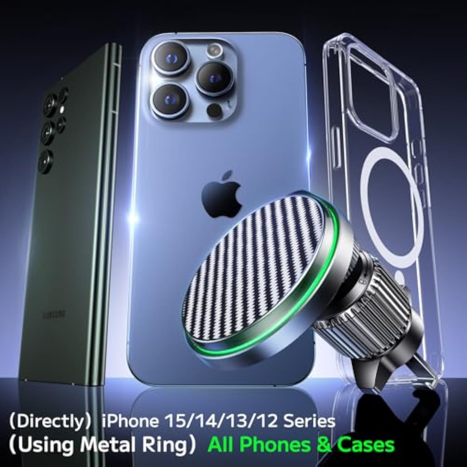 For 15W Magsafe Car Charger Fast Charging Automotive Ultra Magnetic Car Phone Holder Dashboard Vent Wireless Car Charger Fits For Iphone 15 14 13 12 Pro Max Android Smartphone
