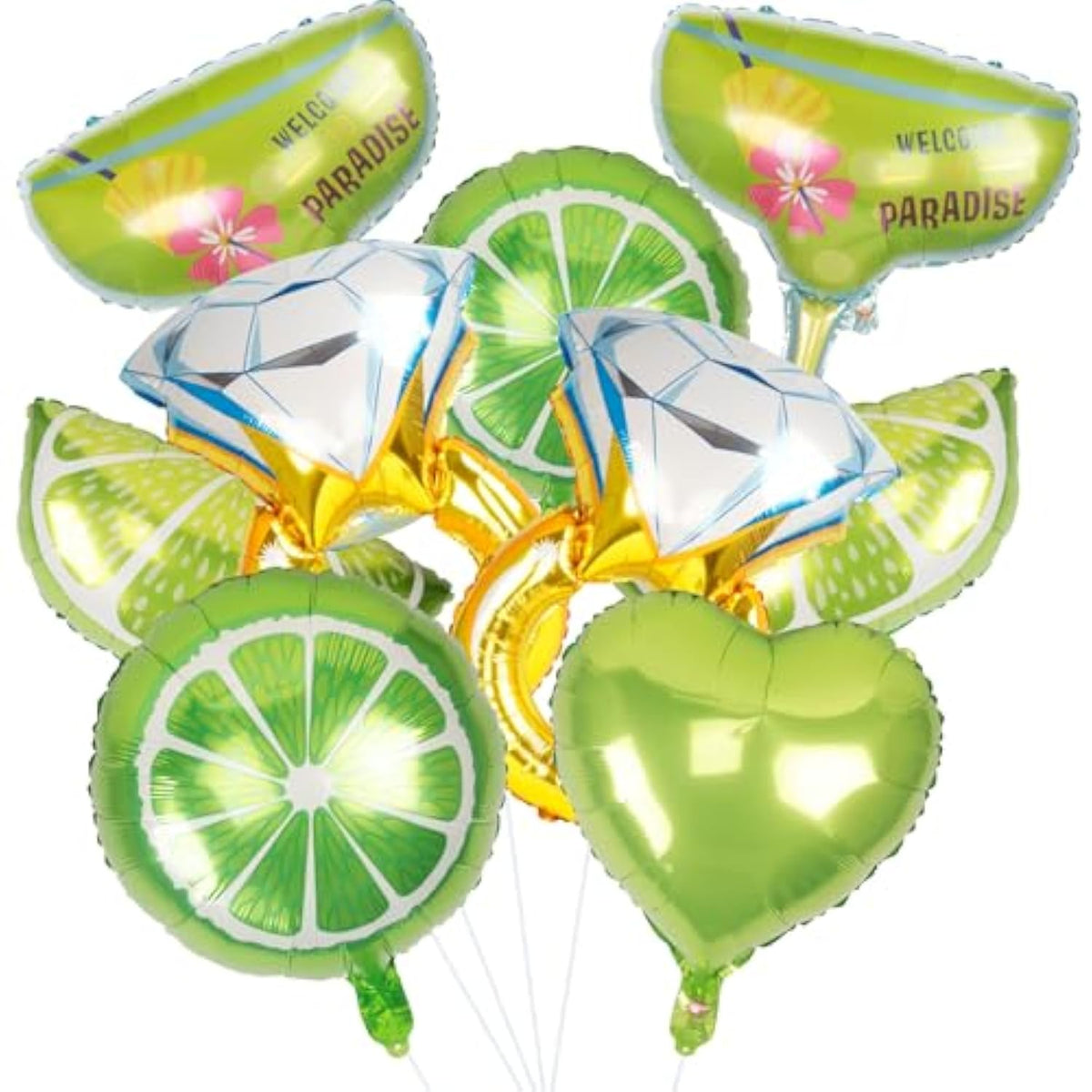 16 Pcs Margs And Matrimony Bachelorette Balloons Wedding Bridal Party Decor Large Lime Balloons Diamond Ring Balloons For Margarita Bachelorette Party Wedding Bridal Shower Decorations (Margarita, 16)