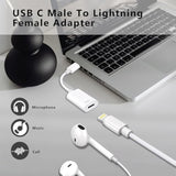 Usb C To Lightning Headphone Audio Adapter, Type C Male To Female Lightning Earphone Converter With Charge/Data Transfer, Compatible With Iphone 16/15 Plus/Pro/Max, Ipad Pro/Air 6/5/4, Macbook