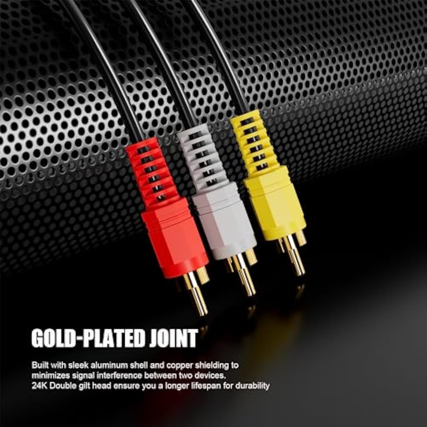 Rca Cables, 3Rca Cable Audio Video 24K Gold Plated Connecting Audio Video Comp