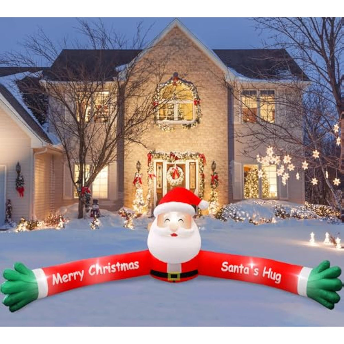 10Ft Christmas Hugging Inflatable Santa Claus For Xmas Holiday Blow Up Weatherproof Outdoor Christmas Decorations For Ga
