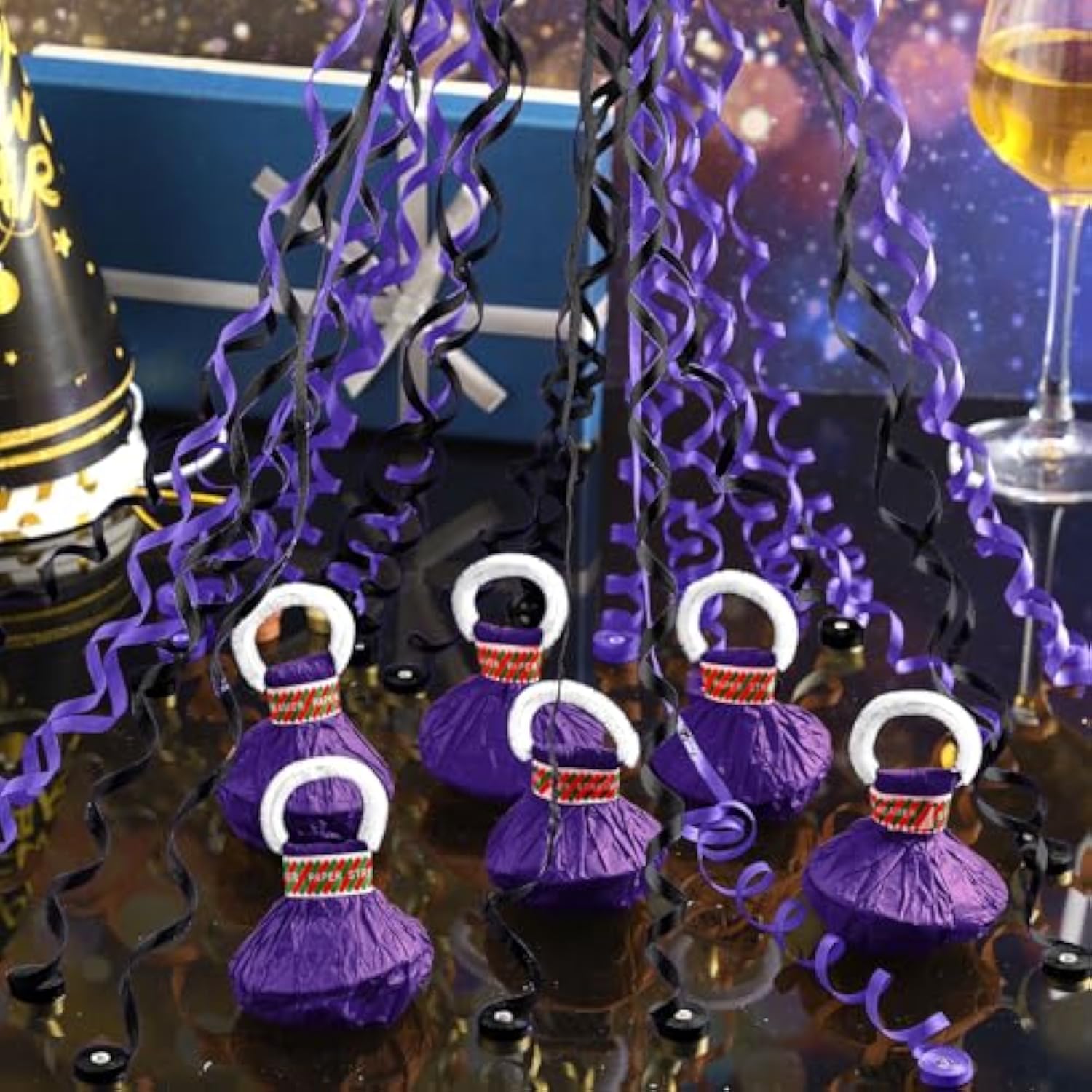 30pcs Hand Throw Confetti Poppers Black Purple Party Decor