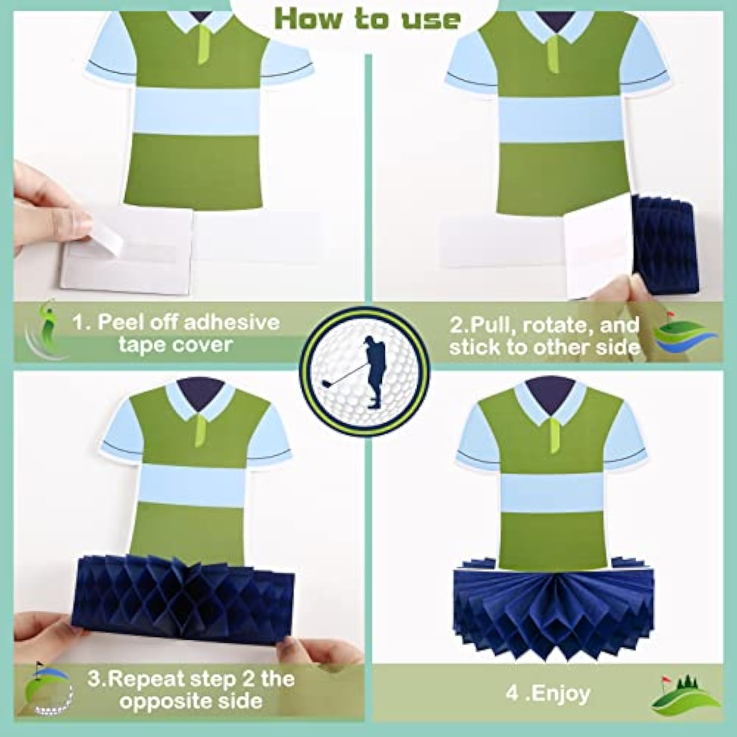 12-Pack Golf Party Table Centerpieces – Honeycomb Decor & Cake Toppers for Sports-Themed Events