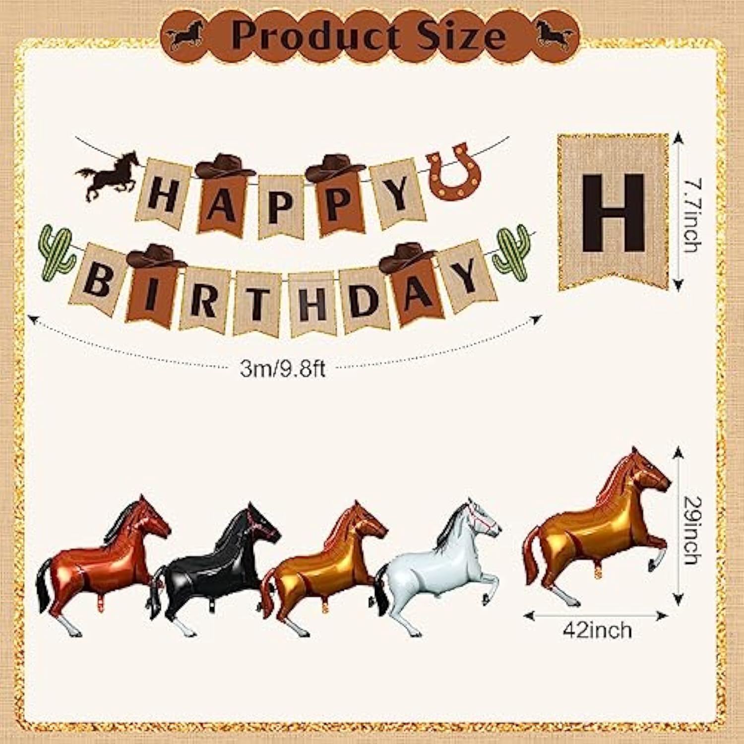 Cowboy Party Decorations, Western Cowboy Balloons Arch Garland Kit Include Cowboy Banner Backdrop Latex Balloons Horse Shaped Aluminum Foil Balloons, Western Theme Baby Shower Birthday Supplies