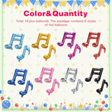 16pcs Music Note Foil Balloons 16" — Colorful Mylar Decor for Music Parties