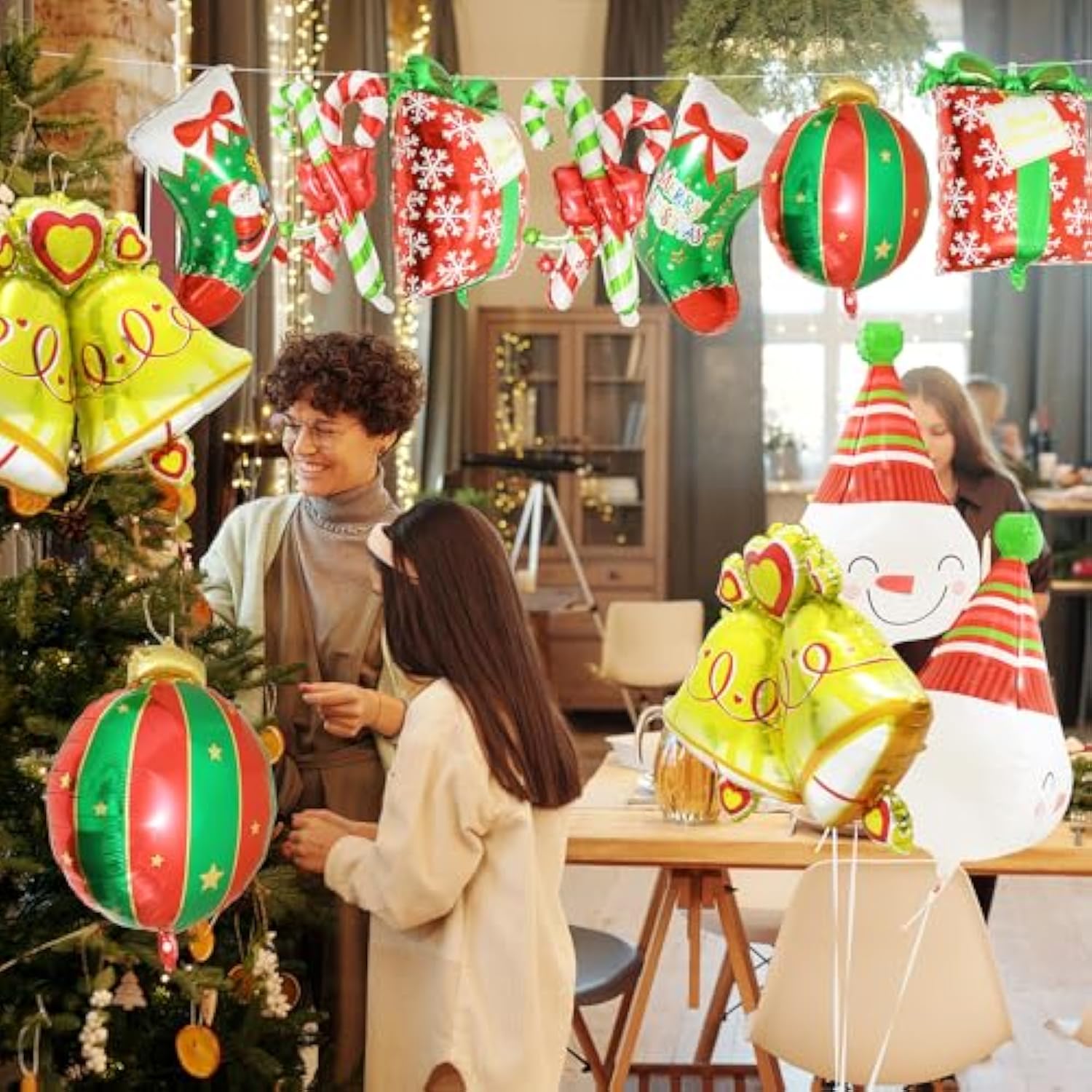 6pcs Merry Christmas Stocking Balloons Red Green White Holiday Party Decor