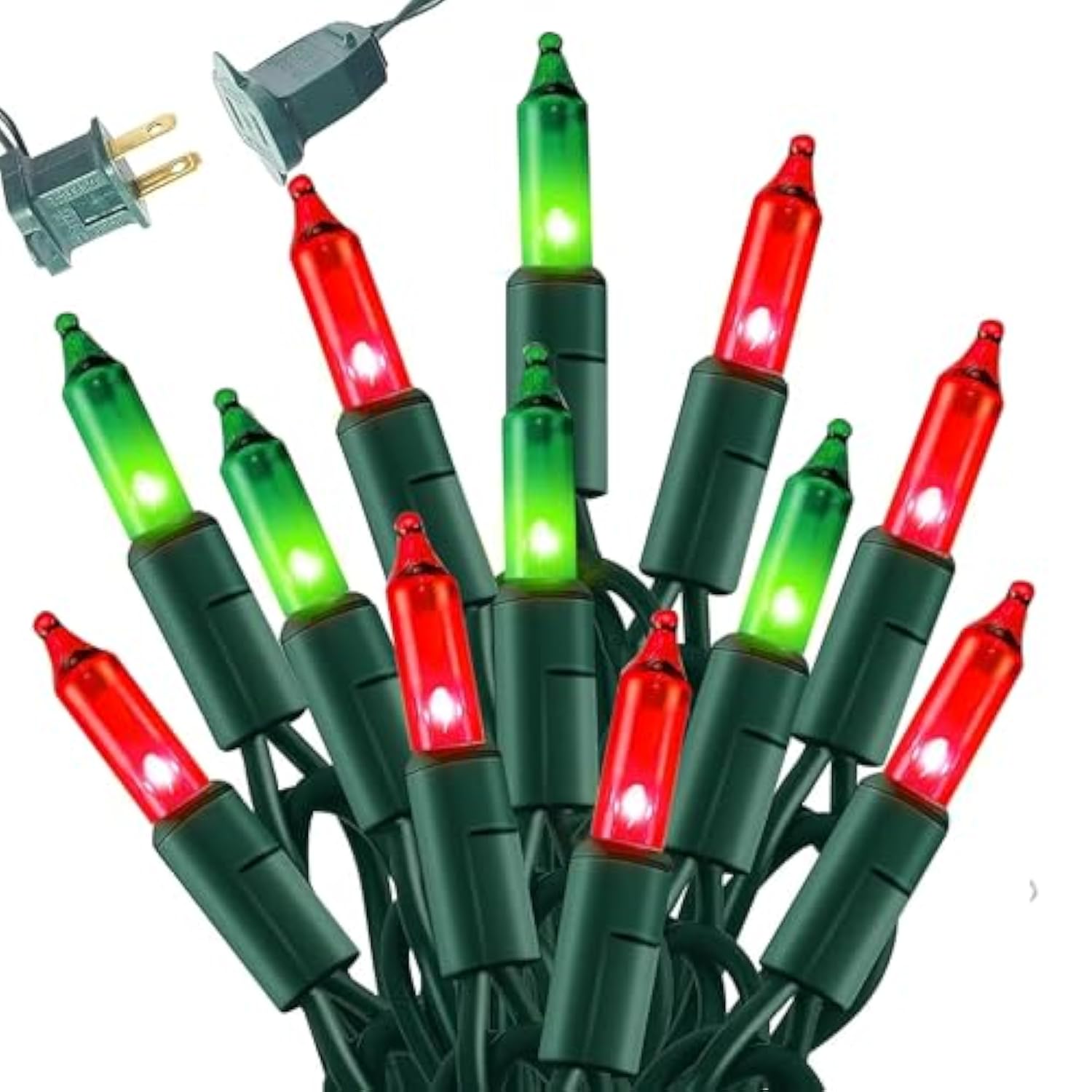 Red And Green Christmas Mini String Lights, 20Ft 100 Count Incandescent Waterproof Fairy Lights Plug In, Connectable Chr