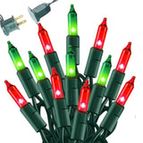 Red And Green Christmas Mini String Lights, 20Ft 100 Count Incandescent Waterproof Fairy Lights Plug In, Connectable Chr