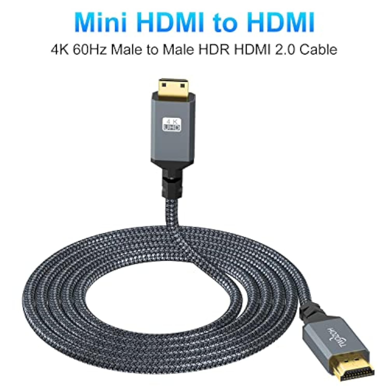 Mini Hdmi To Hdmi Cable 25Ft, High-Speed Hdmi To Mini Hdmi Braided Cord Suppor
