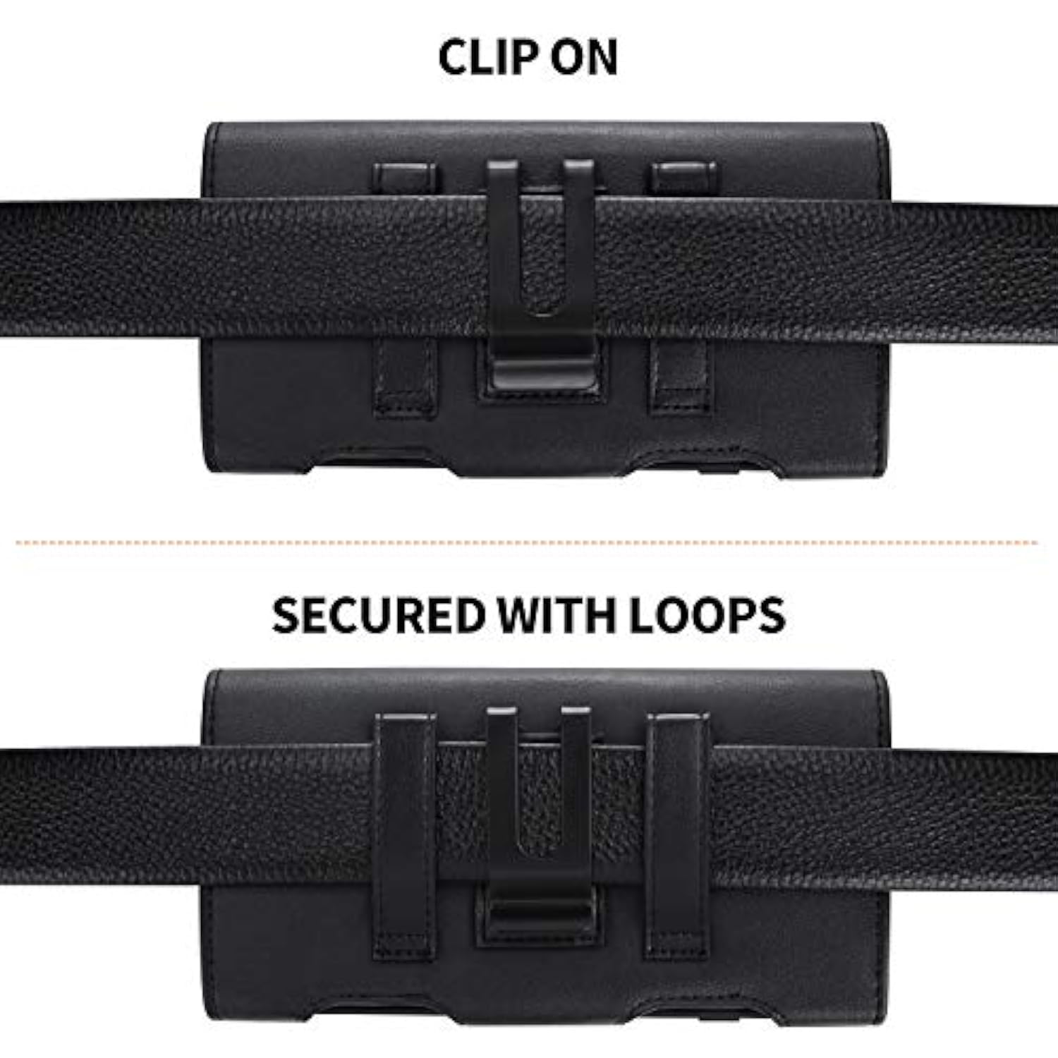 For Iphone Air 17 Pro Max 16/15/14/13/12/11 Pro Max Holster Case Belt Clip Case Leather Holster Pouch Belt Case With Card Holder For Galaxy S25+ S24/S23/S22/S21 Plus -Black