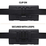 Holster for Galaxy Z Fold 7 6 5 4 3 2 Leather Pouch Belt Case with Belt Clip Cell Phone Belt Holder Case Cover - Black