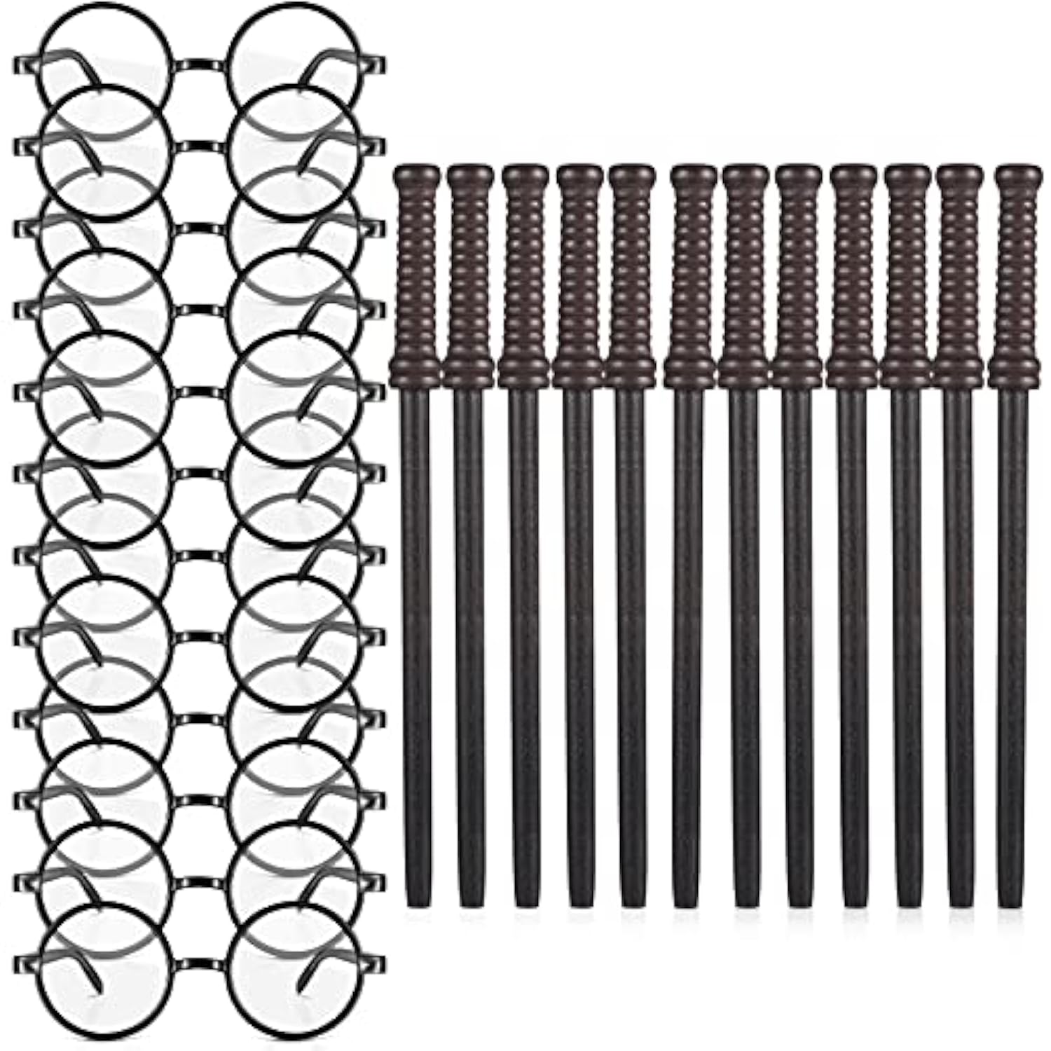 24 Pieces Wand Pencils And Glasses Wizard Party Favors, Wizard Party Supplies Birthday Supplies For Teen Boys Kids Girls Wizard School Decor Theme Halloween Supplies