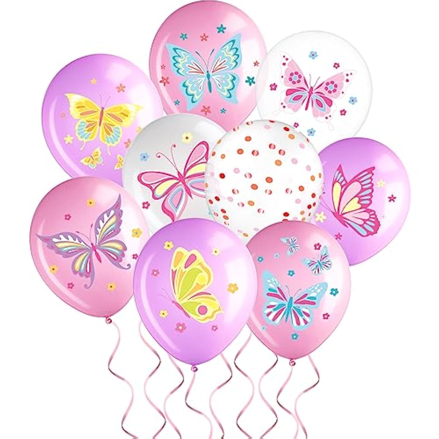 45 Pcs Butterfly Birthday Decorations Butterfly Birthday Party Balloons Pink Purple Fairy Latex Balloons Decorations For Girls Princess Women Baby Shower Wedding Grad Party Supplies (Classic)