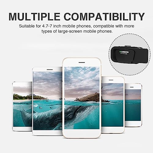Virtual Reality Vr Headset 3D Glasses,Support 4.7-7 Inch Version Virtual Reality Glasses Stereo Headphones 3D Glasses, Vr Glasses For Tv, Movies, Video Games(Black)
