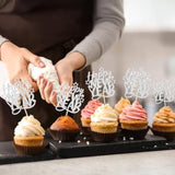 24pc Glitter Happy New Year 2026 Cupcake Toppers Silver Cake Picks