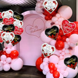 Happy Valentines Day Balloons - 15 Pcs Black White Red Heart Balloons For Valentines Day Decorations, 18 Inch Heart Shaped Balloons For Valentines Foil Balloons, Valentines Day Party Decorations