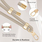 Phone Lanyards For Around The Neck, Crossbody Cell Phone Strap With Premium Metal Buckles Universal Neck Strap Holder With Clear Phone Patches For All Smartphones-Khaki