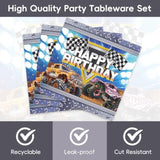 40Packs Monster Truck Party Supplies Plates + Napkin Monster Truck Birthday Party Decorations