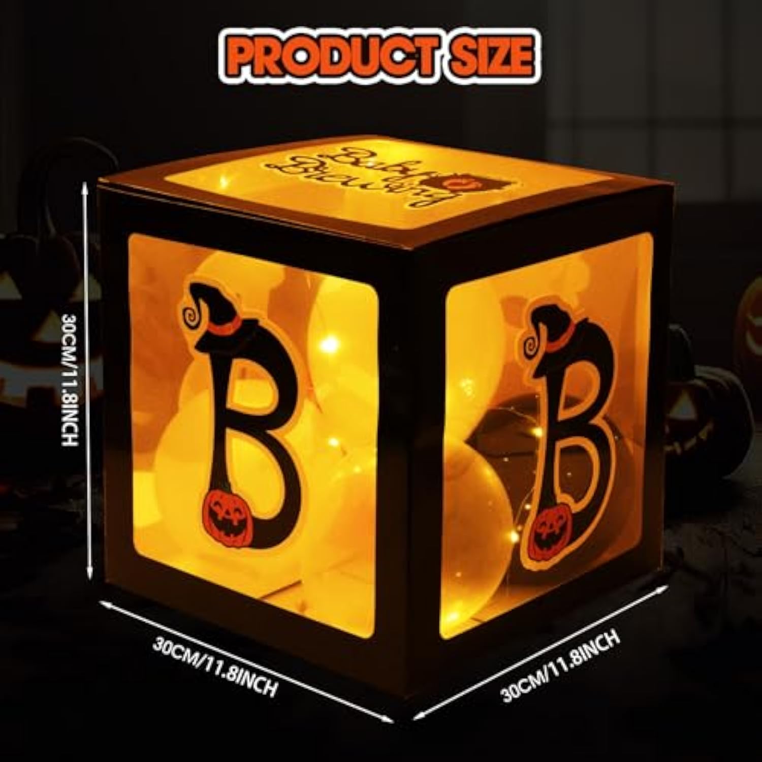 Halloween Decorations Balloons Boxes 4 Pcs Transparent Box With 4 Led Light Strings - Baby Shower Party Supplies Decoration - A Baby Is Brewing