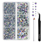 Hotfix Rhinestones, 4000 Pcs Ab Rhinestones For Clothes Crafts Mixed 6 Sizes With Wax Pencil And Tweezers Kit, Ss6-Ss30, Crystal Ab