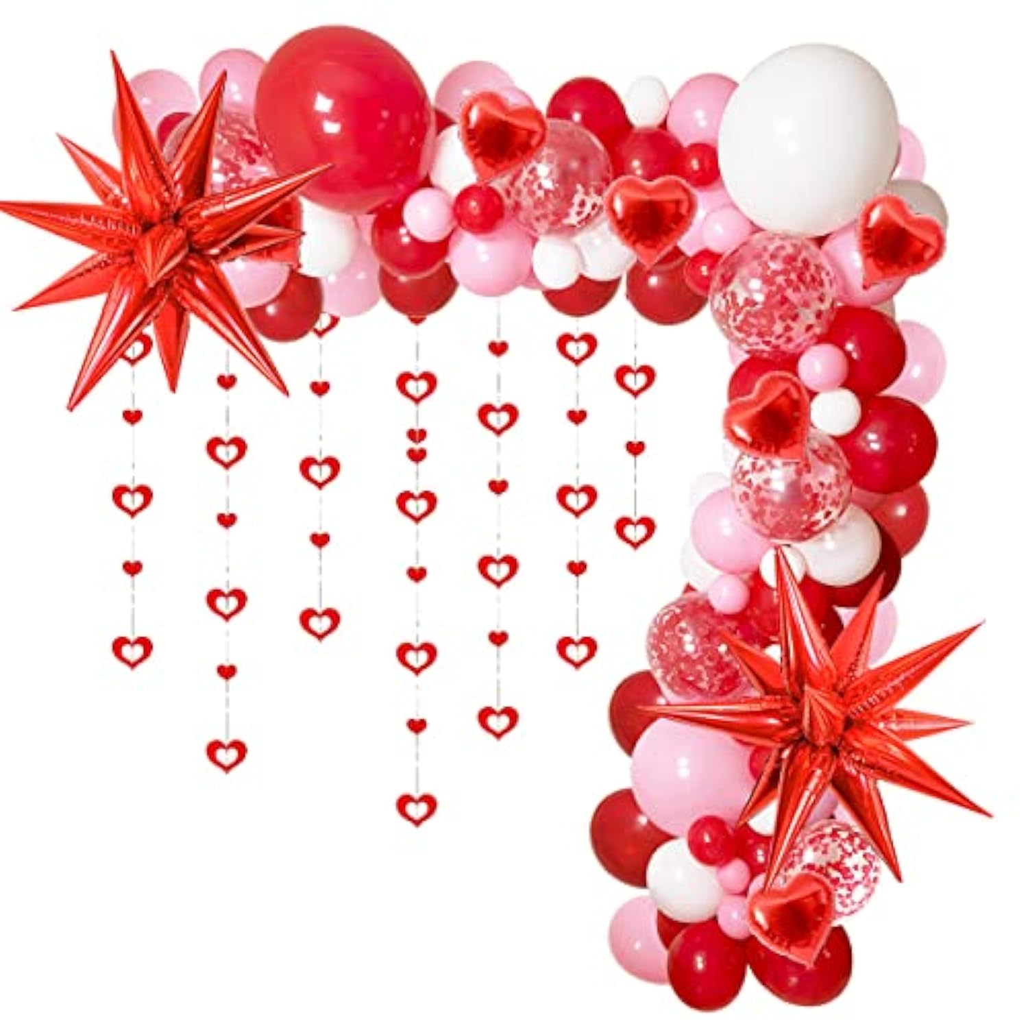 Red Valentines Day Decorations,Proposal Decorations,Red Pink White Heart Balloon With Bling Bling Hanging Swirl For Sweetheart Wedding Bridal Shower Valentines Day Anniversary Engagement Party Decor
