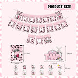 Cow Birthday Party Supplies For 2 Year Old Girl, 166 Pcs Moo Moo Im Two Pink Cow Print Party Decorations For Girls Baby - Backdrop, Cupcakes Wrappers, Balloons, Banner, Crown, Poster