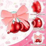 8 Pcs Cherry On Top Party Decorations 20 Inch Cherry Balloons 30 Inch Pink Big Bow Balloons For Birthday Baby Shower Wedding Theme Party Supplies