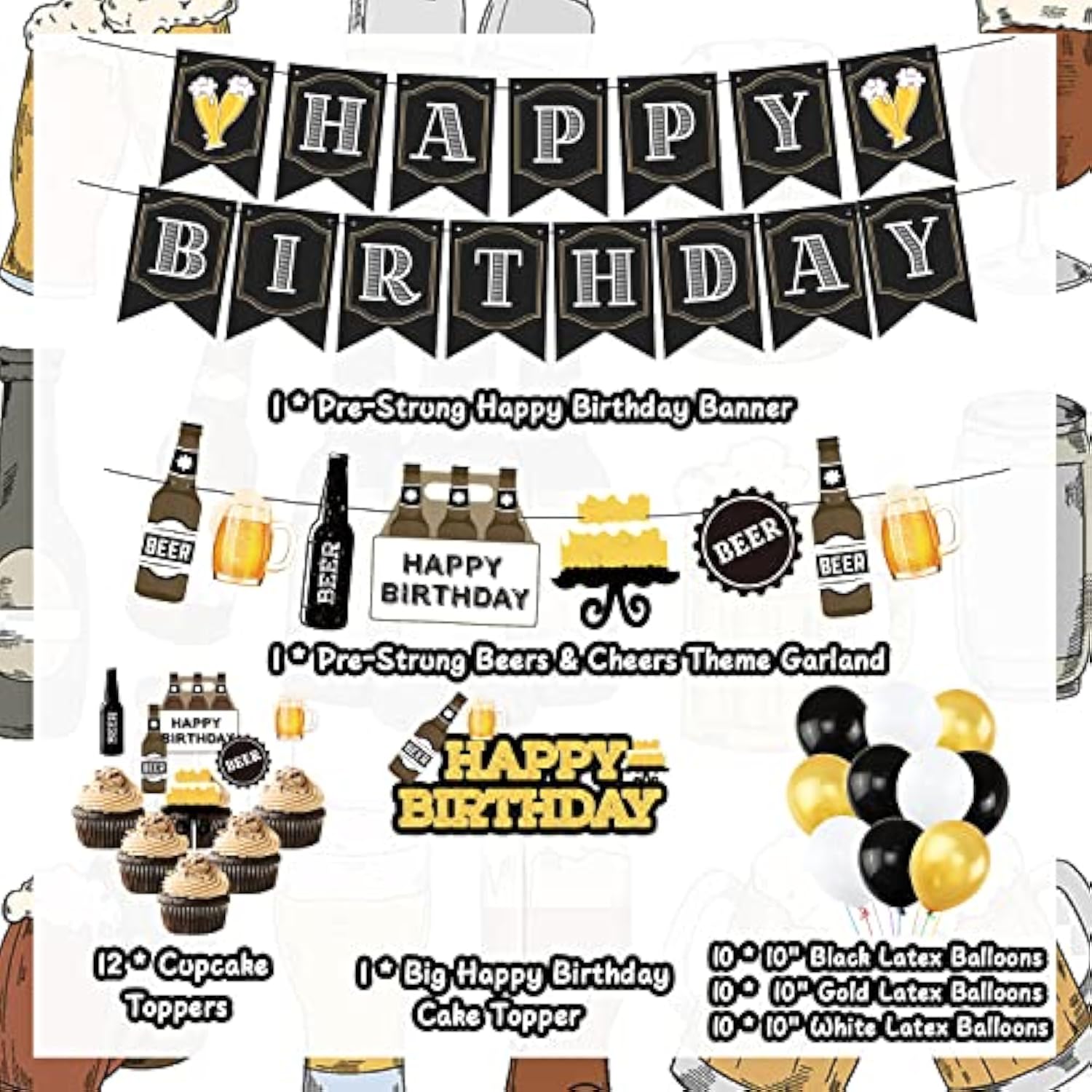 Beer Birthday Party Decorations, Cheers And Beers Happy Birthday Party