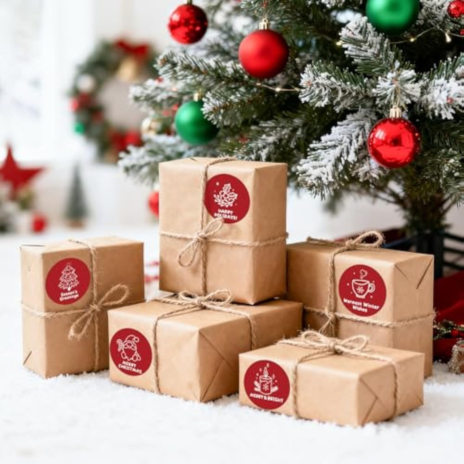 120Pcs Christmas Gift Stickers - Red Merry Christmas Stickers, 2Inch Happy Holiday Envelope Seals For Gift Wrapping, Cookie Bags, Xmas Party Supplies, Small Business Packaging
