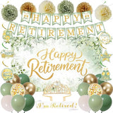 Green Retirement Party Decorations Women Men, Green Retired Banner