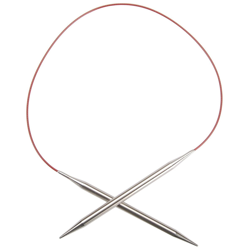 24-Inch Red Lace Stainless Steel Circular Knitting Needles, 6/4Mm