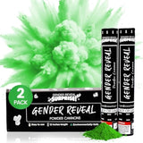 Gender Reveal Surprise - Green Gender Reveal Powder Cannon - Easy To Use Green Powder Cannon For Baby Gender Reveal Parties, Baby Showers & More - Colorful Powder Popper - 12 Inch - 2 Pack