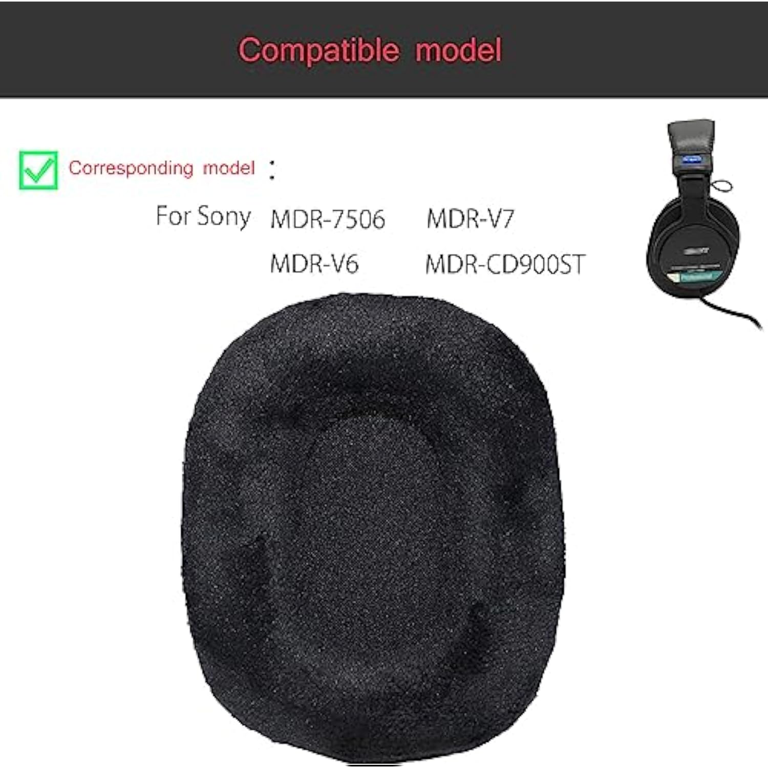 Replacement Ear Pads Compatible With Sony Mdr-7506, Mdr-V6, Mdr-V7 Mdr-Cd900St Headphones. Made Of Soft Flannel And Memory Foam. Replacement Repair Accessories (Black)