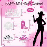 Cowgirl Disco Birthday Confetti Party Decorations, Glitter Disco Ball And Pink Cowgirl Boot Hat Confetti For Birthday Table Decor?100Pcs?