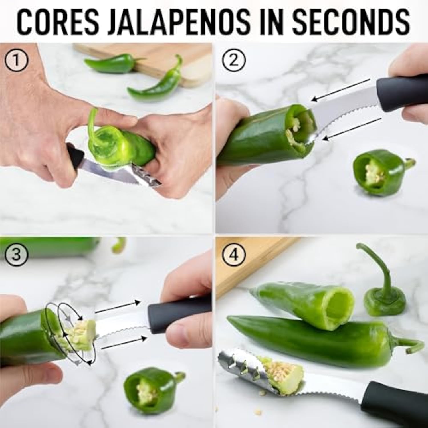 Jalapeno Corer & Seed Remover – 430 Stainless Steel Pepper Coring Tool With Serrated Blade For Effortless Deseeding – Chili, Bell Pepper And Jalapeno Core Remover For Cooking & Grilling