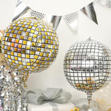 Disco Ball Balloons Gold Silver 4PC,Foil Disco Balloons 22 Inch