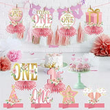 10pcs Miss Onederful Honeycomb Centerpieces for Baby Girl's 1st Birthday Decor
