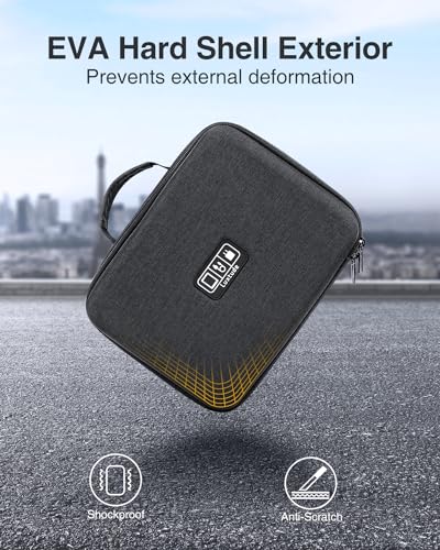 Electronic Organizer Travel Case Large, Hard Case For Electronics, Sturdy Tech Organizers, Travel Cable Bag With Shoulder Strap, Hard Charger Organizers, Fits For Ipad(Up To 11), Tech Gifts