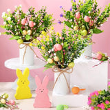 6 Sets Spring Easter Table Centerpiece Decor 12 Easter Artificial Flower Picks With 6 Metal Pots 12 Eucalyptus Egg Stems Twig Branches Sprays With Berries For Home Arrangement(White)