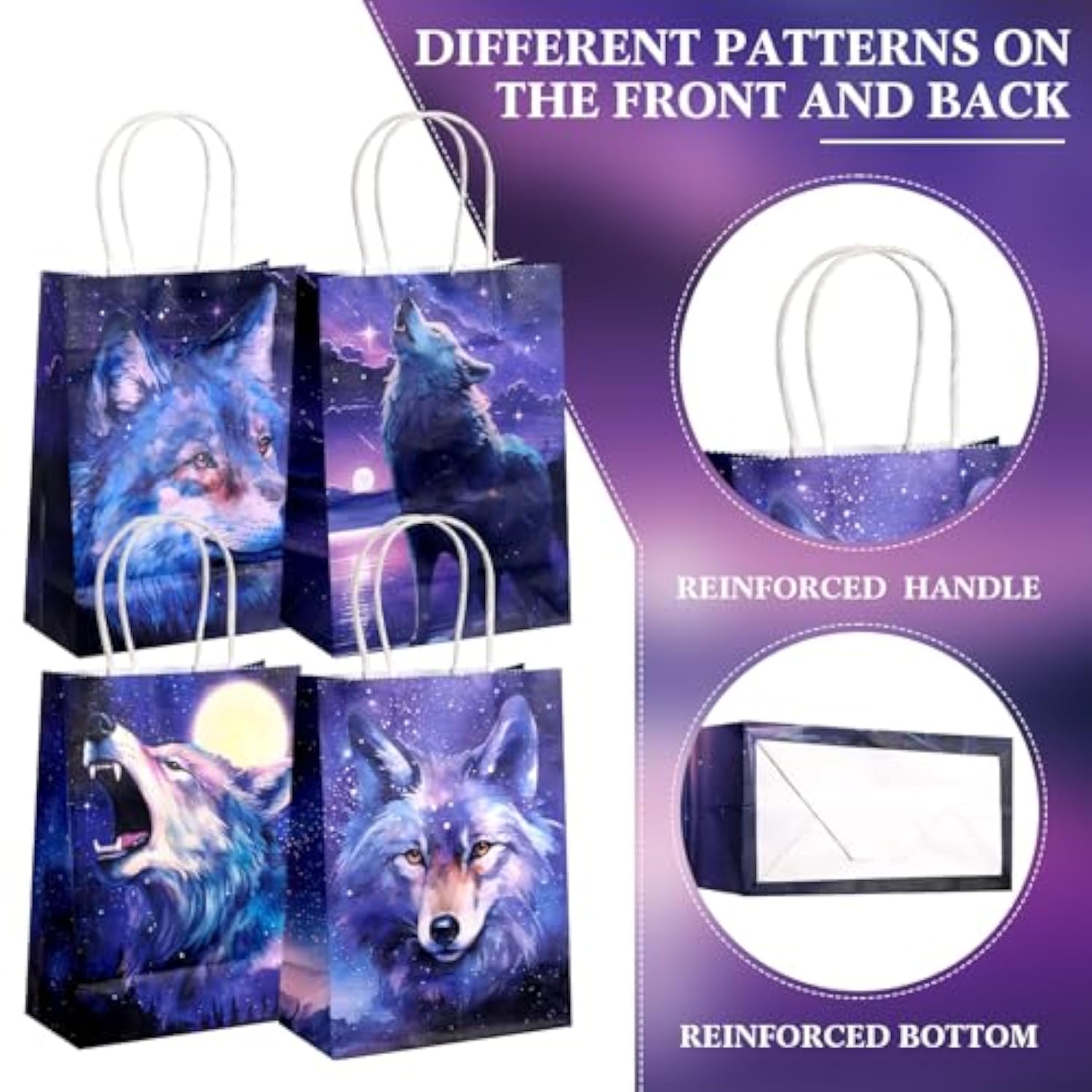 48 Pcs Wolf Party Favors Party Decor Birthday Supply Wolf Paper Bag Gift Mini Notebook Keychain Slap Bracelet Sticker For Baby Shower Holiday