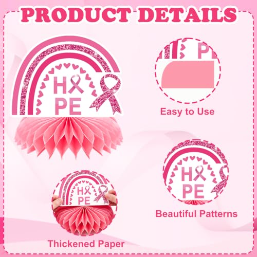 10Pcs Breast Cancer Awareness Honeycomb Centerpieces for Table