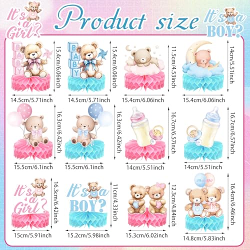 12 Pcs Butterfly Baby Shower Decorations Centerpieces, Bear