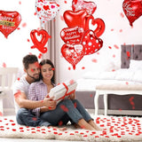150 Pcs Valentines Day Balloons Set 18 Inch Valentine's Day Foil Balloons Red Heart Assorted Balloons with Rose Petals for Valentines Party Sweetest Day Special Night Romantic Decor