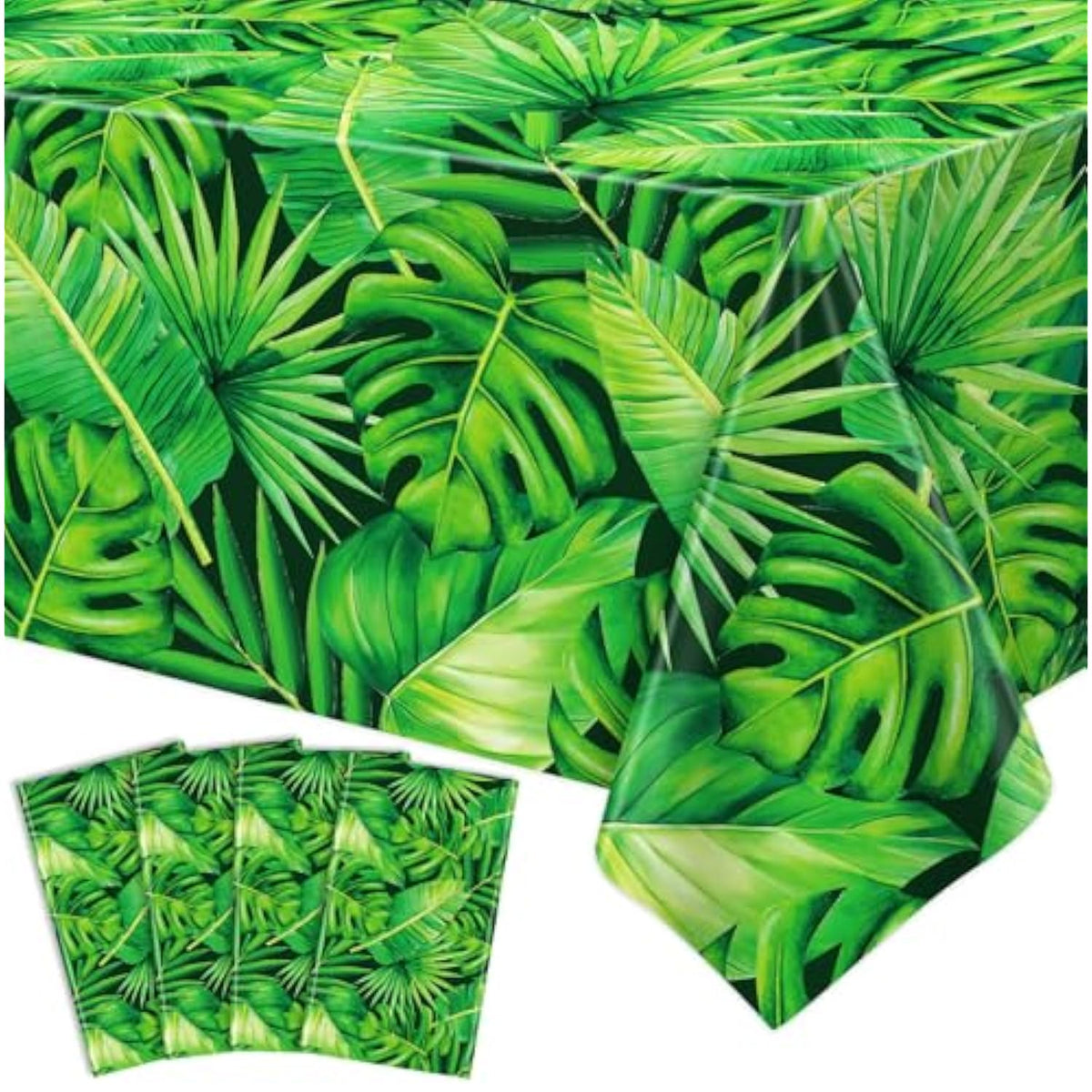 4 Pcs Hawaiian Luau Tablecloths Tropical Palm Leaves Table Cloth Jungle Safari Theme Tablecloth Aloha Palm Leaf Table Covers Beach Tropical Party Decorations Safari Jungle Party Supplies 86 X 51 Inch