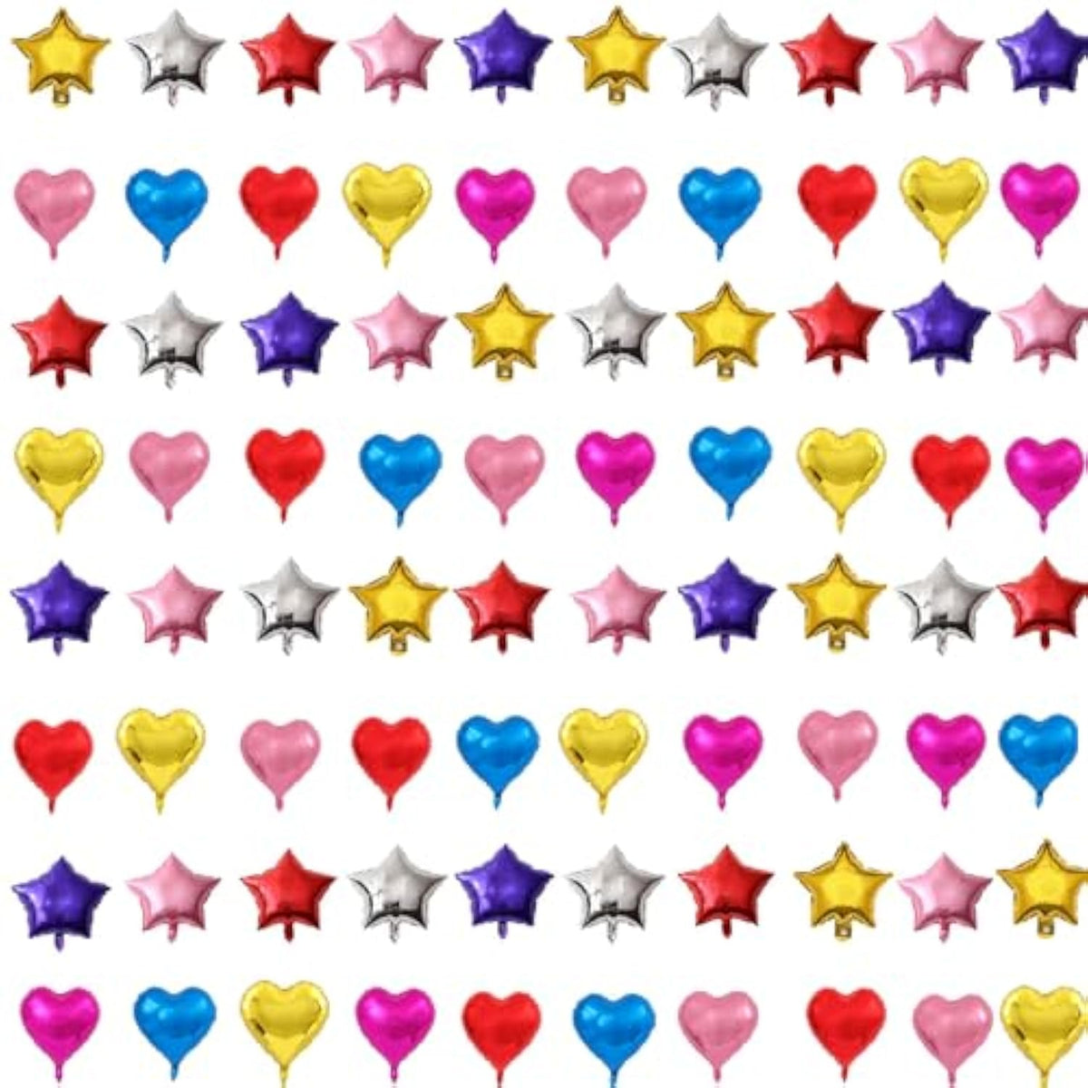80-pc 5" star and heart foil mini balloons for birthday, wedding, and holiday décor (non-floating)
