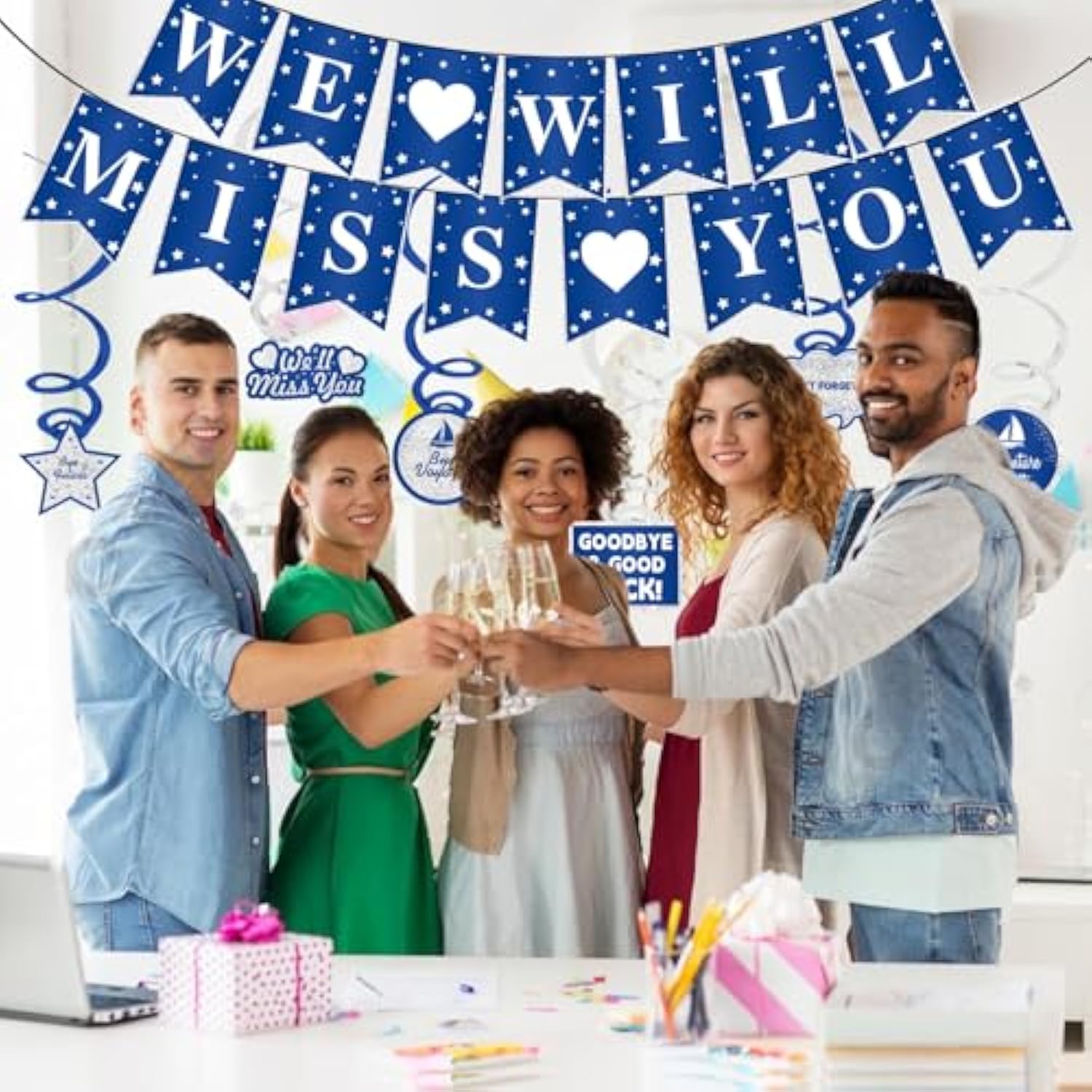 Blue Going Away Party Decorations We Will Miss You Banner for Farewell
