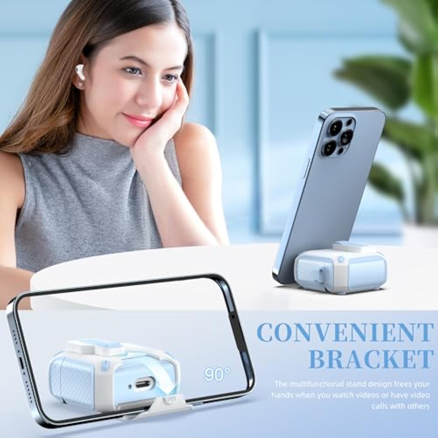 For Airpods 4Th Generation Case Cover, Compatible With Magsafe, Magnetic Automatic Lock, Charging Port Dust-Proof & Stand Design With Cleaning Kit For Airpods 4 Case 2024, Blue/White