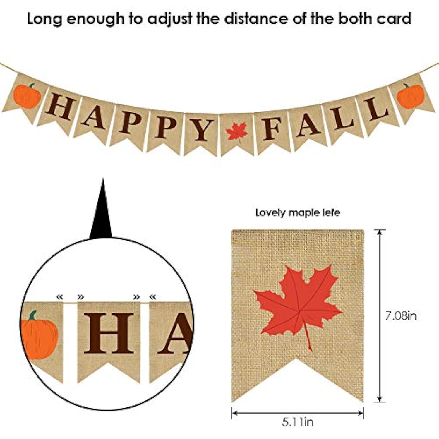 Burlap Happy Fall Banner Pumpkin Flag Rustic Autumn Harvest Home Party Decor