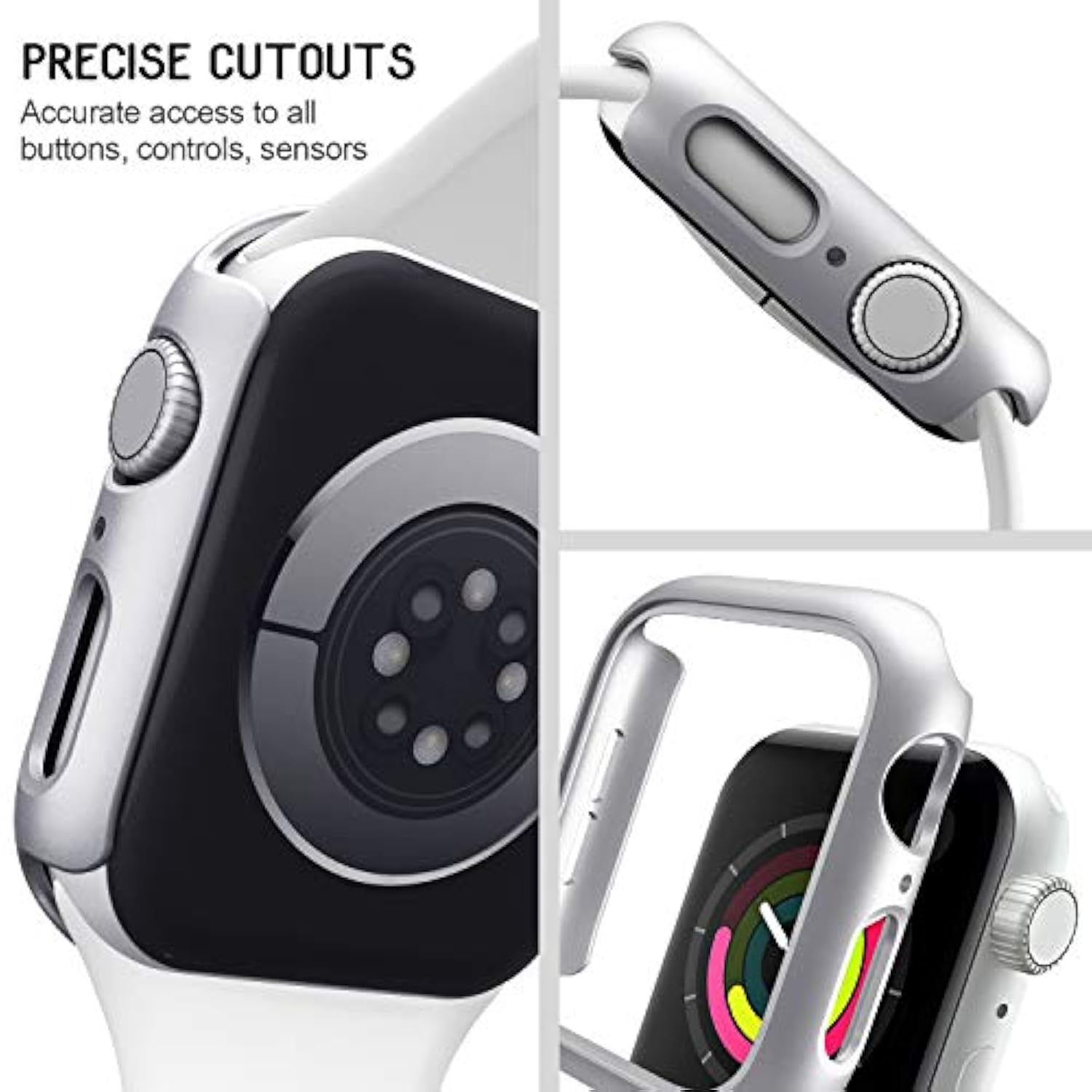 4 Pack Hard Pc Bumper Case Compatible With Apple Watch Se (2Nd Gen) Series 6 Series 5 Series 4 44Mm Without Screen Protector, Scratch Resistant Protective Frame Edge Cover For Iwatch 44Mm